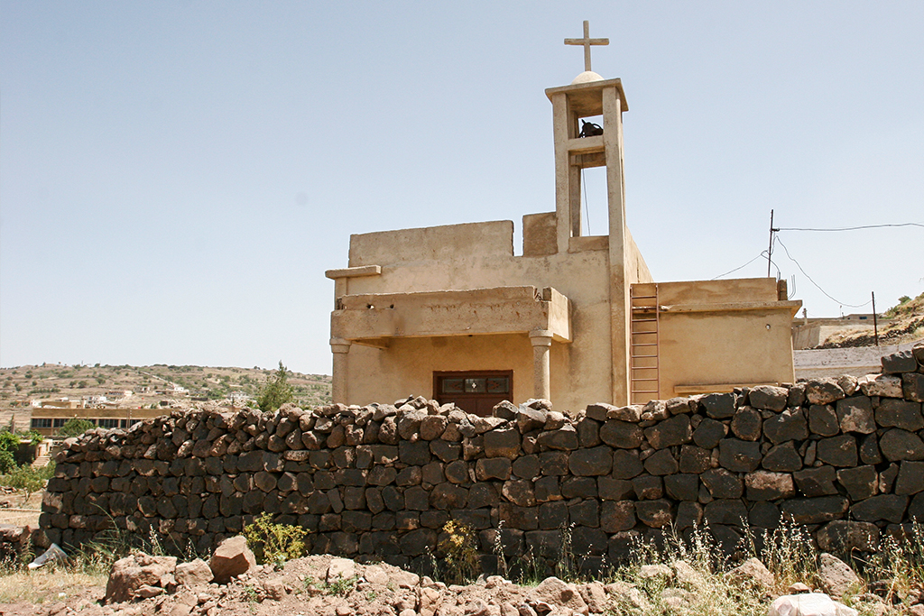 Middle Eastern church building with steeple